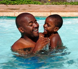 Father and Son Swimming